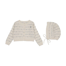 Load image into Gallery viewer, Lilette Sweetheart Knit Cardigan And Hat Set - Cream/Light Blue
