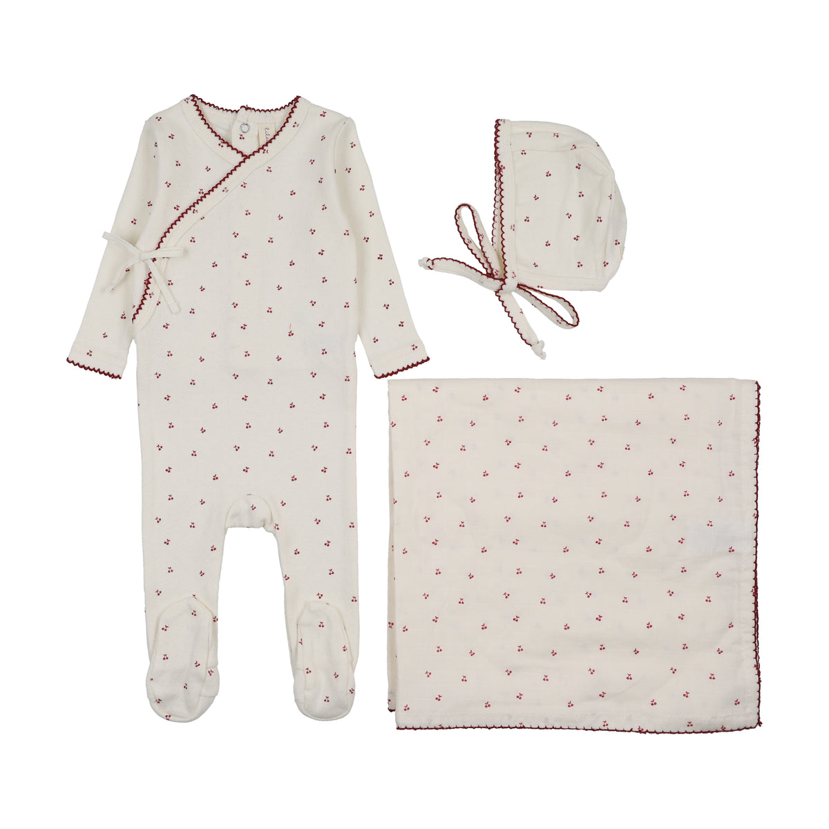 Lilette Cherry Scallop Layette Set - Cream/Pink – Moonlight