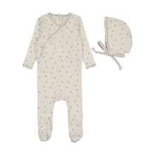 Load image into Gallery viewer, Lilette Cherry Scallop Footie And Hat Set - Cream/Blue