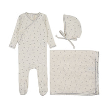 Load image into Gallery viewer, Lilette Cherry Scallop Layette Set - Cream/Blue