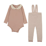 Lilette Two Tone Knit Long Suspender Set - Dusty Pink