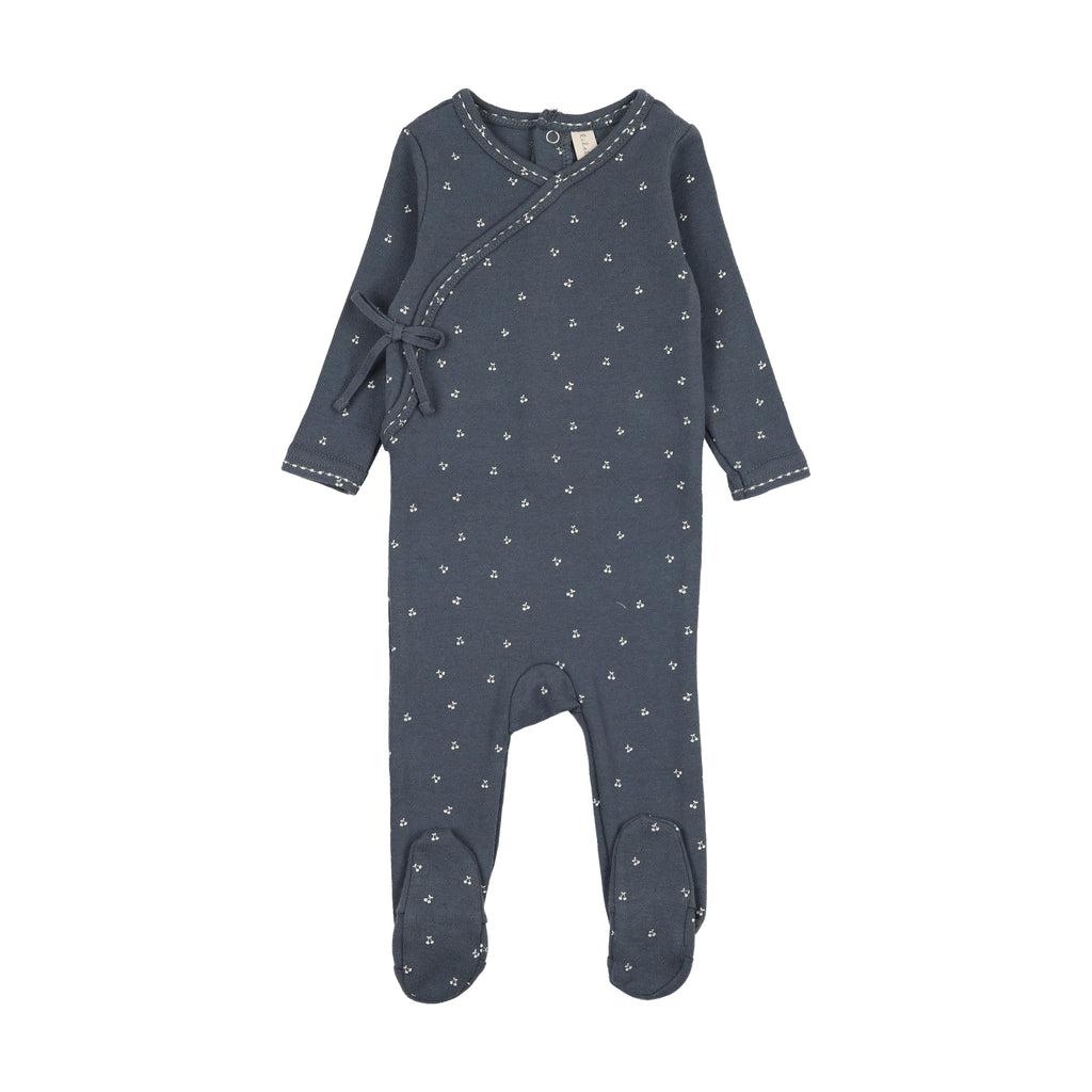 Lilette Cherry Scallop Footie - Off Navy