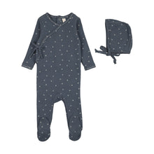 Load image into Gallery viewer, Lilette Cherry Scallop Footie And Hat - Off Navy