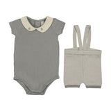 Lilette Two Tone Knit Suspender Set - Light Blue