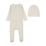 Lilette Striped Planes Footie And Hat Set - Cream/Light Blue
