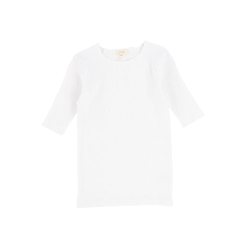 Lil Legs Ribbed Tee Three Quarter Sleeve - Winter White
