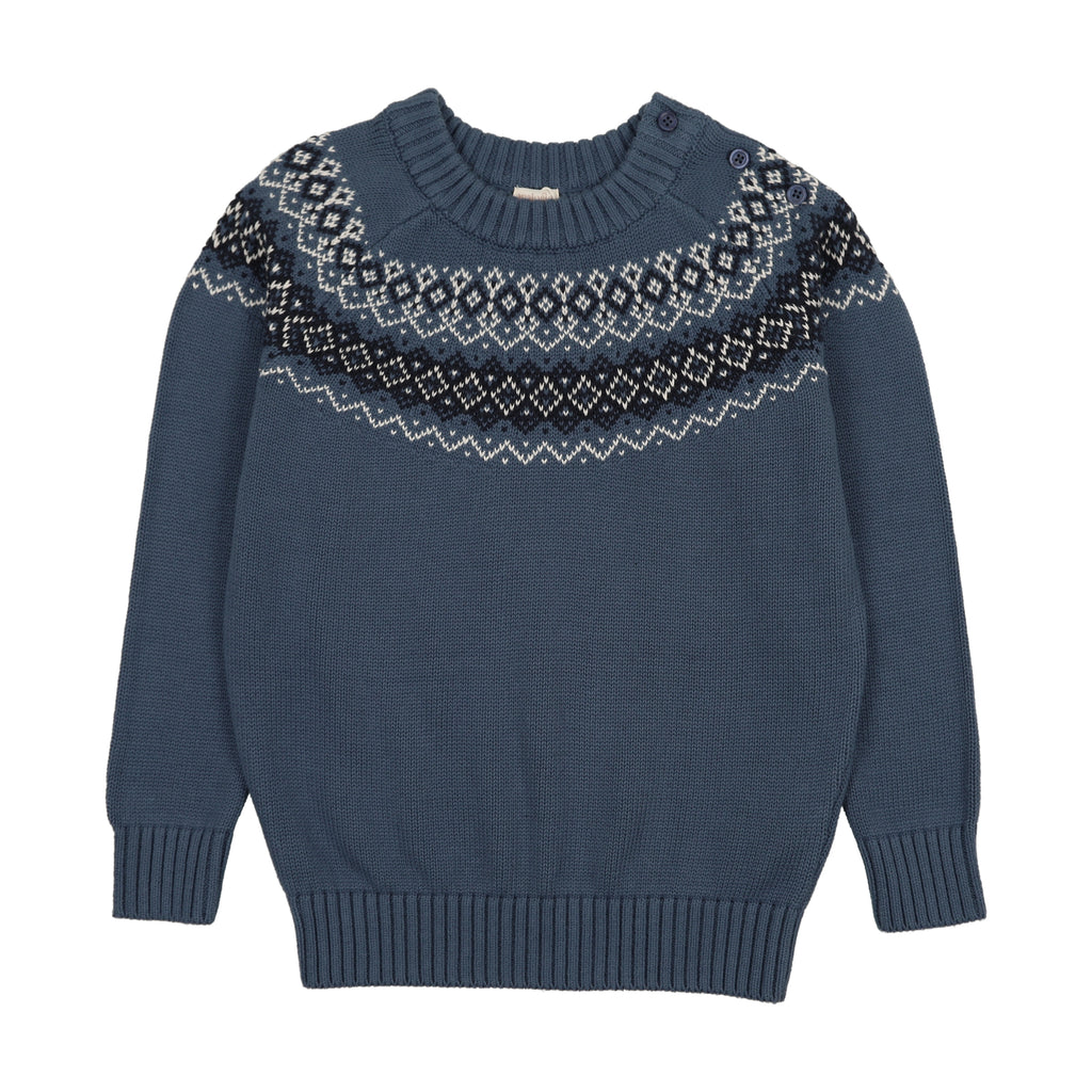 Lil Legs Heirloom Knit Boys Sweater - Dried Blue