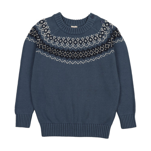 Lil Legs Heirloom Knit Boys Sweater - Dried Blue