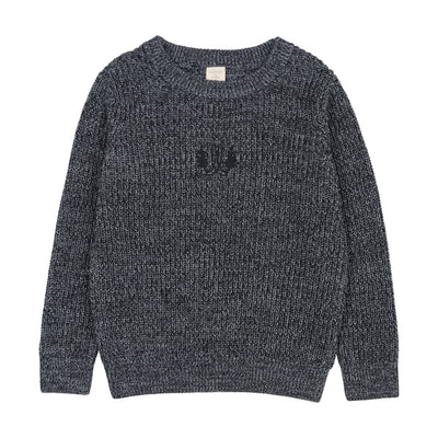 Lil Legs Marled Boys Crew Neck Sweater - Navy
