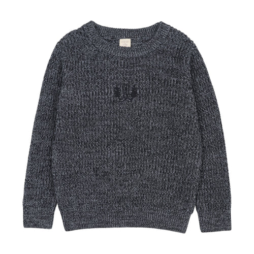 Lil Legs Marled Boys Crew Neck Sweater - Navy