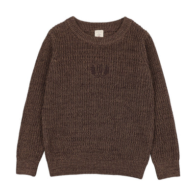 Lil Legs Marled Boys Crew Neck Sweater - Chocolate Brown