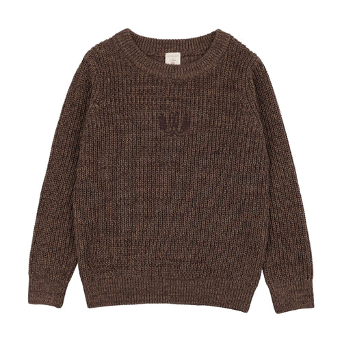 Lil Legs Marled Boys Crew Neck Sweater - Chocolate Brown