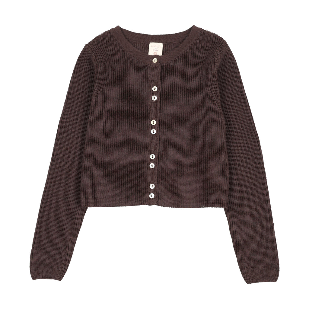 Lil Legs Fine Knit Cardigan - Chocolate Brown