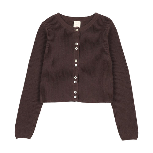 Lil Legs Fine Knit Cardigan - Chocolate Brown