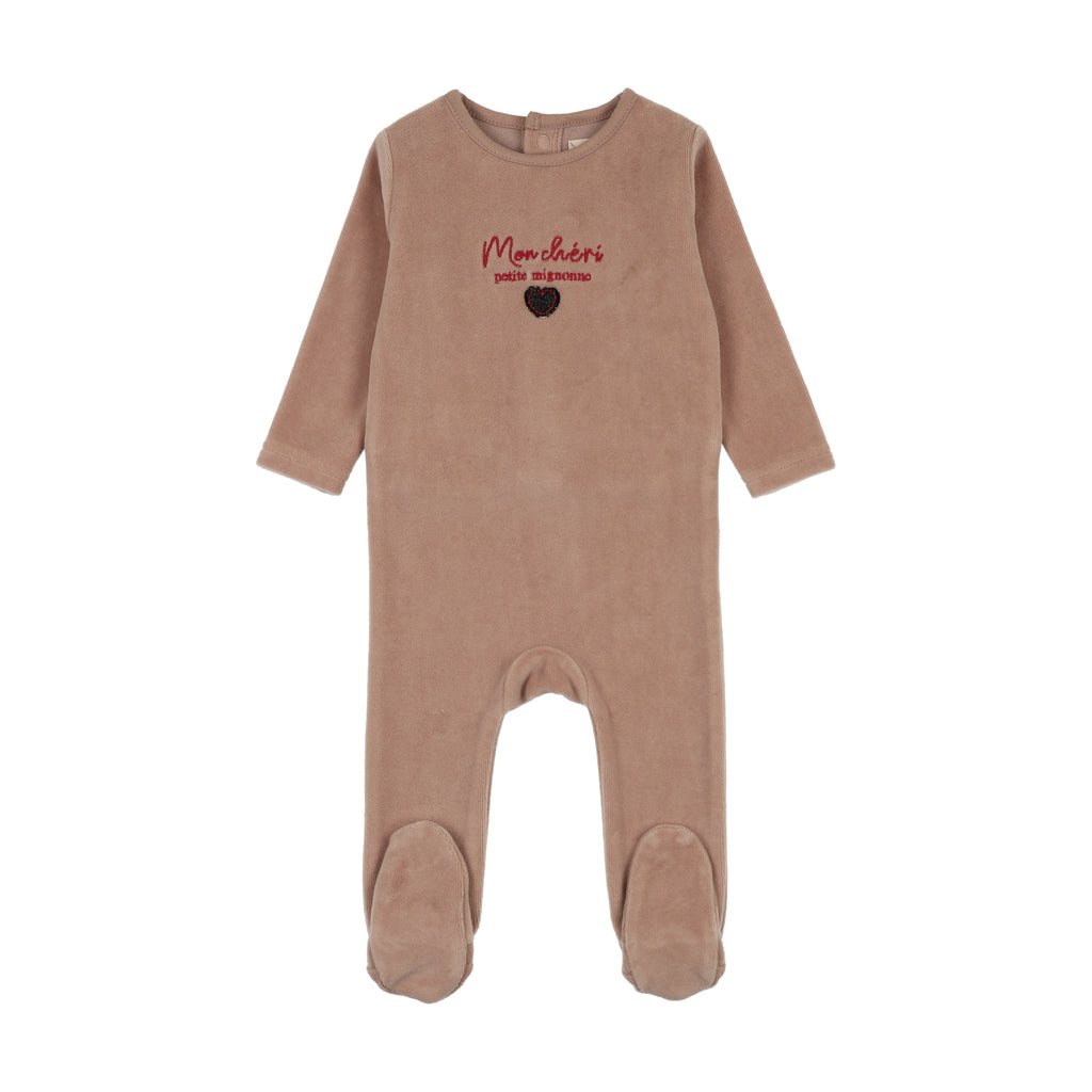 Lil Legs Velour Baby Footie - Dried Rose
