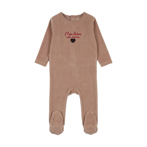 Lil Legs Velour Baby Footie - Dried Rose