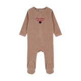 Lil Legs Velour Baby Footie - Dried Rose