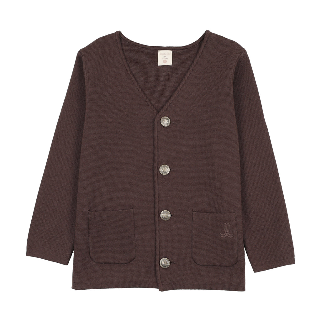 Lil Legs Boys Cardigan Blazer - Chocolate Brown