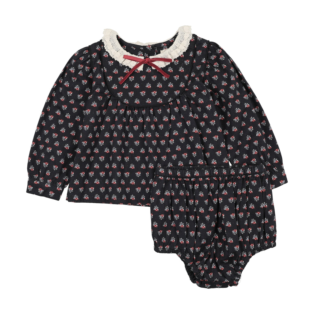Lil Legs Girls Home Garden Toddler Set - Navy Print