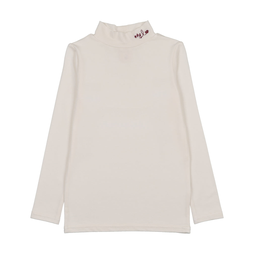 Lil Legs Embroidered Mockneck - Cream