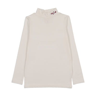 Lil Legs Embroidered Mockneck - Cream