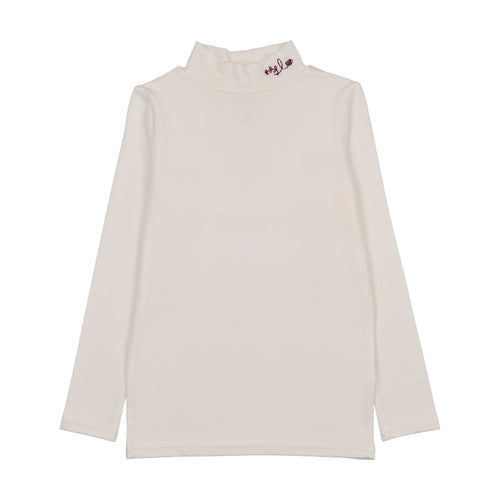 Lil Legs Embroidered Mockneck - Cream