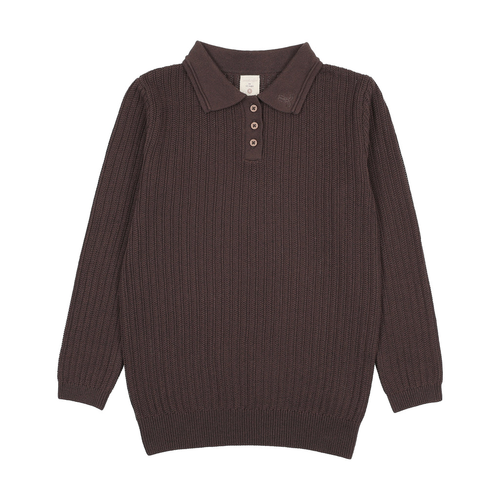 Lil Legs Boys Knit Polo - Chocolate Brown