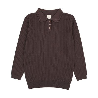 Lil Legs Boys Knit Polo - Chocolate Brown