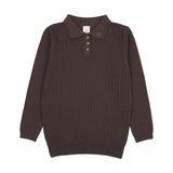 Lil Legs Boys Knit Polo - Chocolate Brown