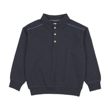 Load image into Gallery viewer, Lil Legs Denim Trim Polo Sweatshirt - Navy