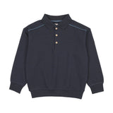Lil Legs Denim Trim Polo Sweatshirt - Navy