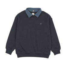 Load image into Gallery viewer, Lil Legs Denim Removable Collar Sweatshirt - Navy
