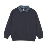 Lil Legs Denim Removable Collar Sweatshirt - Navy