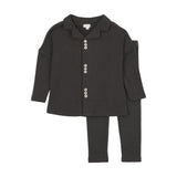 Lil Legs Button Front Lounge Set - Black