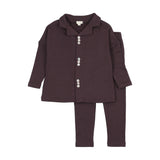 Lil Legs Button Front Lounge Set - Eggplant