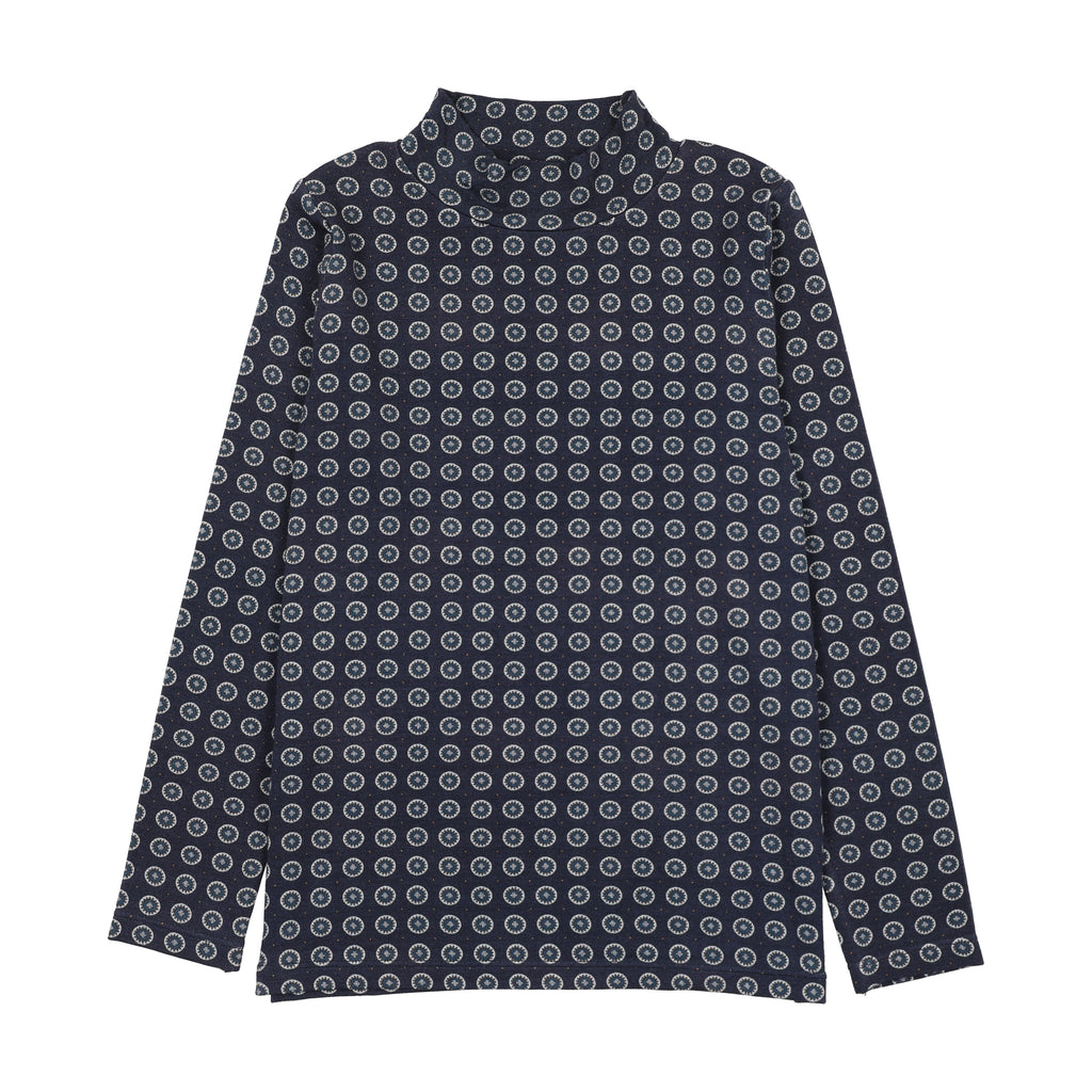 Lil Legs Home Garden Printed Mockneck - Navy Print