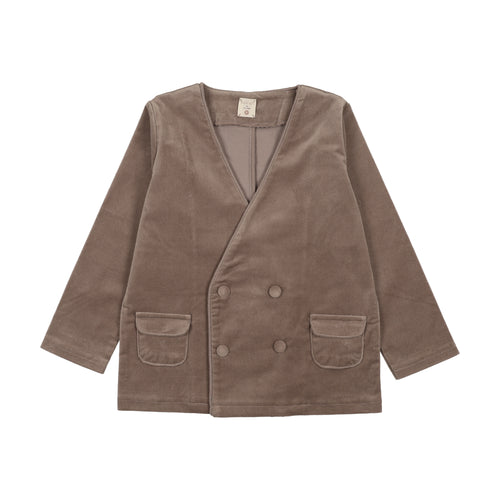 Lil Legs Trim Velvet Blazer - Misty Oat