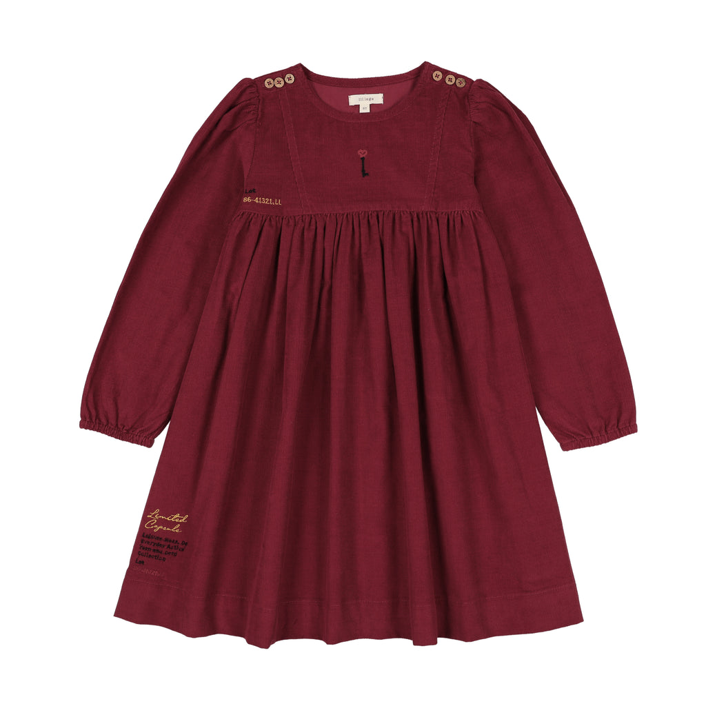 Lil Legs Limited Capsule Embroidered Dress - Deep Red