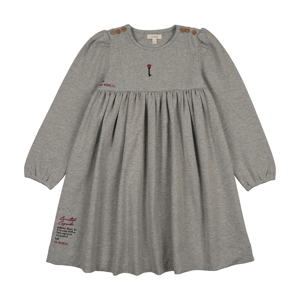 Lil Legs Limited Capsule Embroidered Dress - Lt Grey Heather