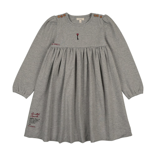 Lil Legs Limited Capsule Embroidered Dress - Lt Grey Heather