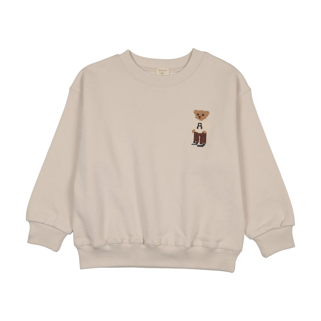 Lil Legs Boys Embroidered Bear Sweatshirt - Ivory
