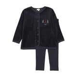 Lil Legs Velour Crest Lounge Set - Navy