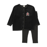 Lil Legs Velour Crest Lounge Set - Black