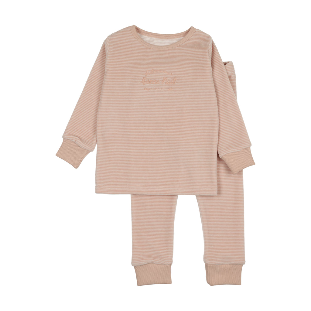 Lil Legs Velour Lounge Set - Pink Stripe