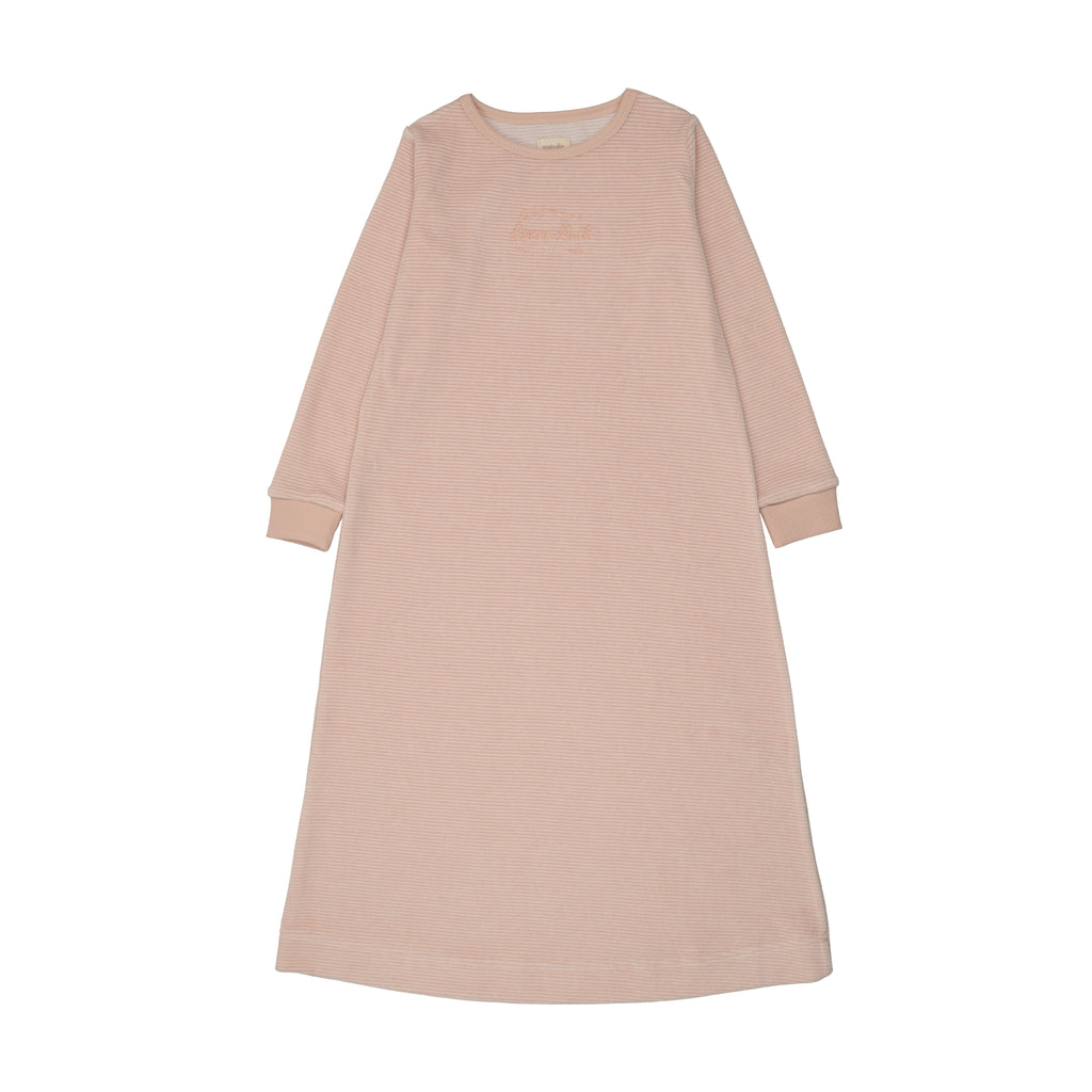 Lil Legs Velour Girls Nightgown - Pink Stripe