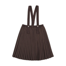Load image into Gallery viewer, Lil Legs Knife Pleated Suspender Skirt - Chocolate Brown