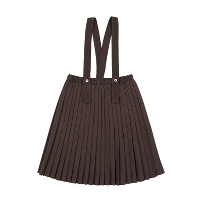 Lil Legs Knife Pleated Suspender Skirt - Chocolate Brown