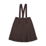 Lil Legs Knife Pleated Suspender Skirt - Chocolate Brown