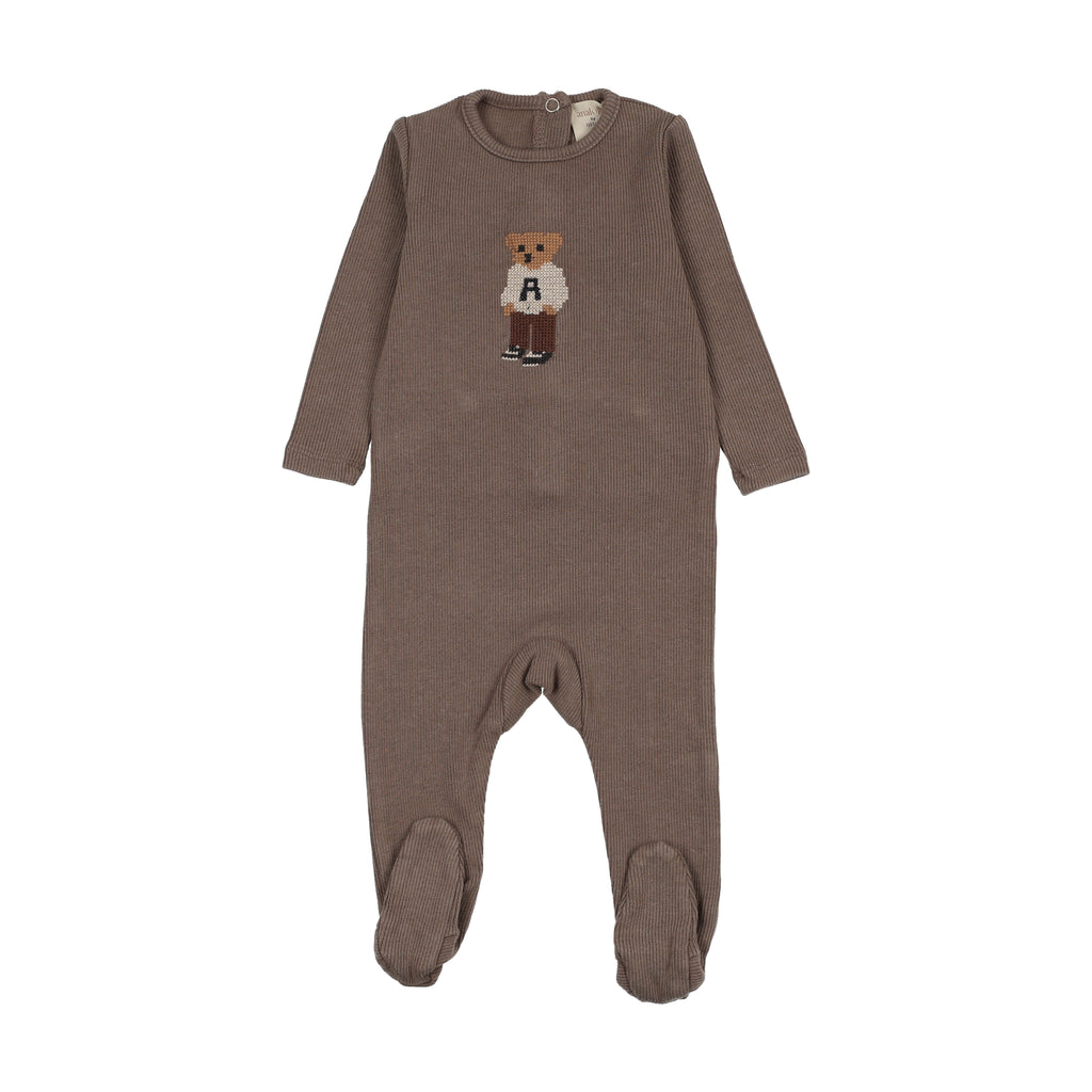 Lil Legs Bear Footie - Washed Brown
