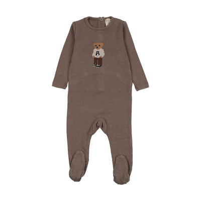 Lil Legs Bear Footie - Washed Brown